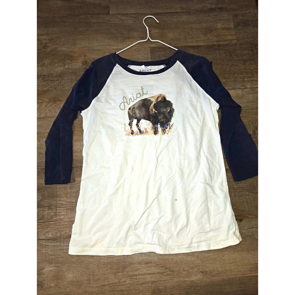 Ariat Womens M Raglan 3/4 Sleeve Graphic Print Crew Neck T-Shirt